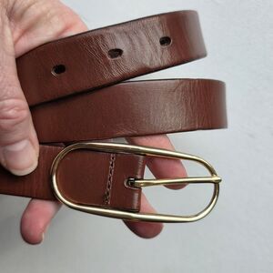 J Crew Leather Belt Y2K Chic Gold Tone Dress Minimalist Corpcore Classic 35 M